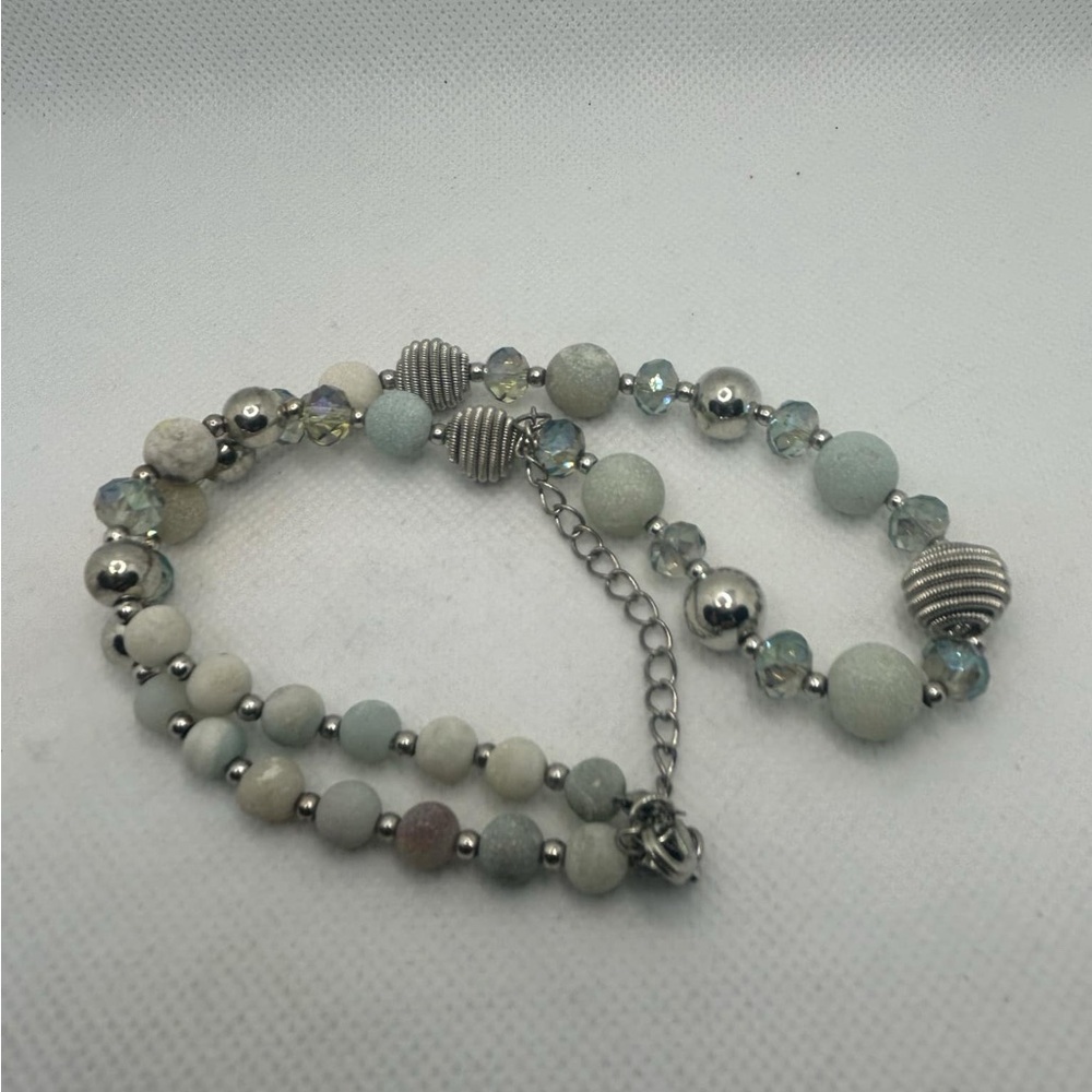 BULINLIN Chunky Beaded Silver Necklace